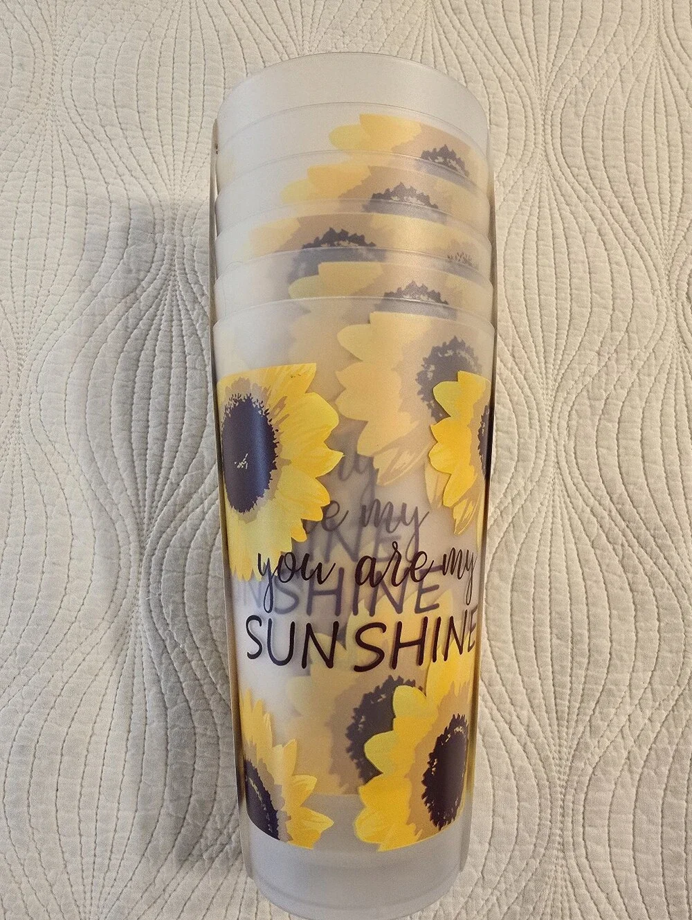 NWT You Are My Sunshine Yellow Sunflower Set Of 6 Tumblers, 32 Oz